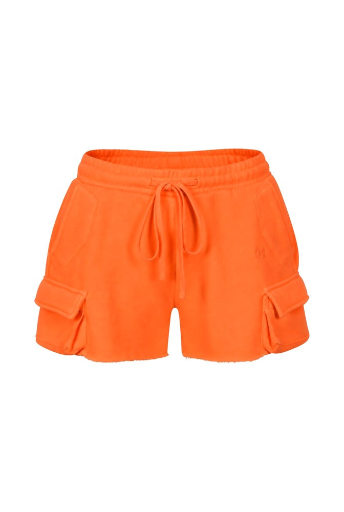 Tangerine Mini Cargo Shorts front