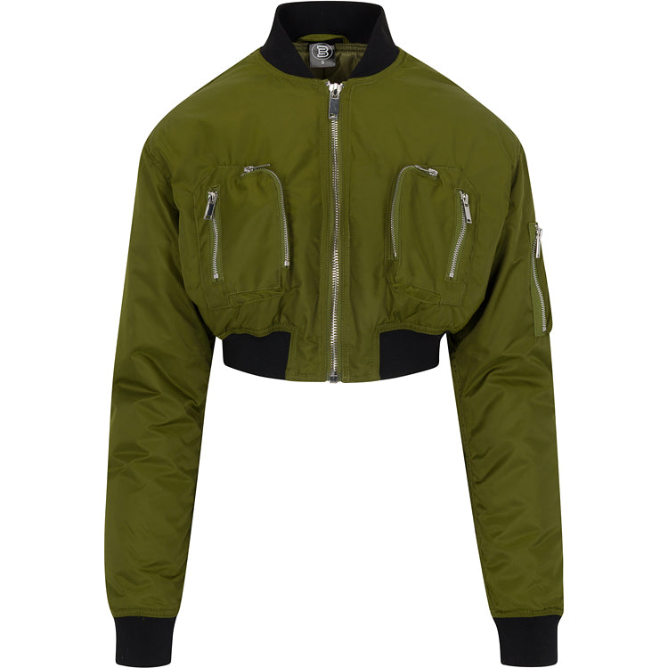 Olive Commander Cropped Bomber