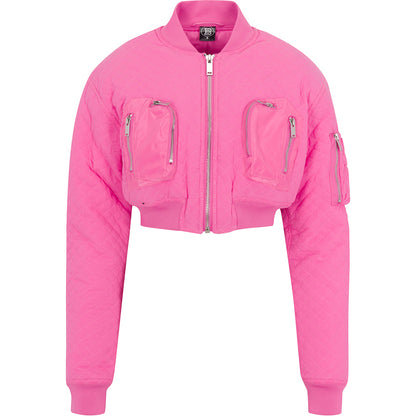 Pink Flight Quilted Bomber