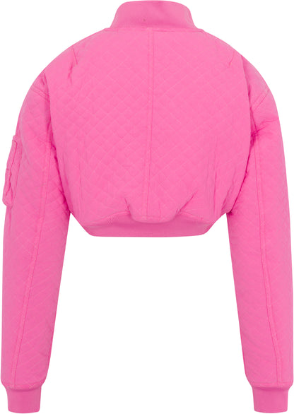 Pink Flight Quilted Bomber