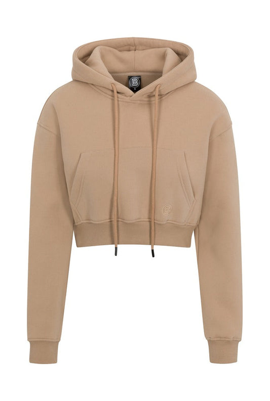 Beige Everyday Basic Cropped Hoodie front