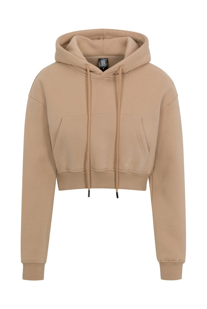 Beige Everyday Basic Cropped Hoodie front