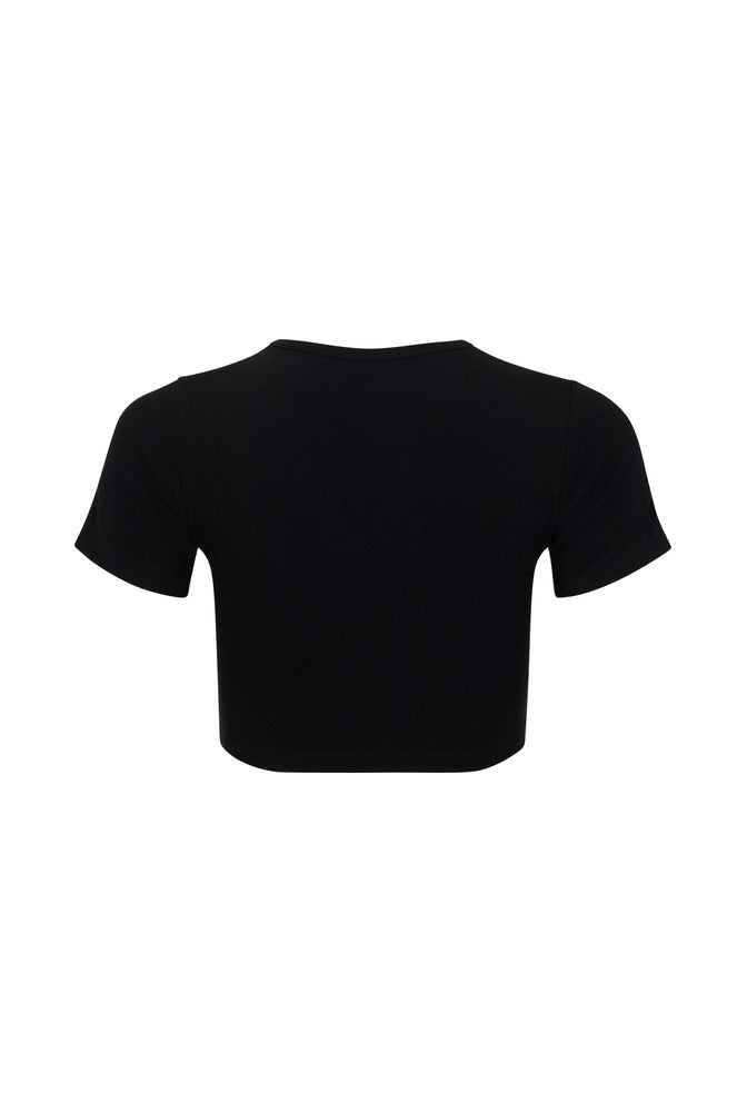 Black BE Logo Cropped Tee back