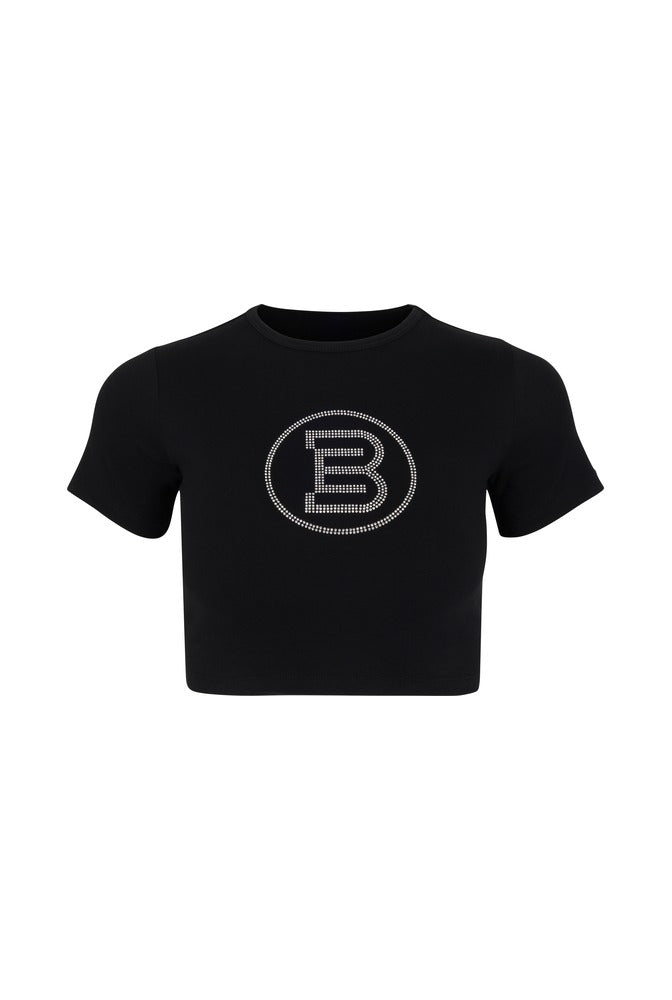 Black BE Logo Cropped Tee front