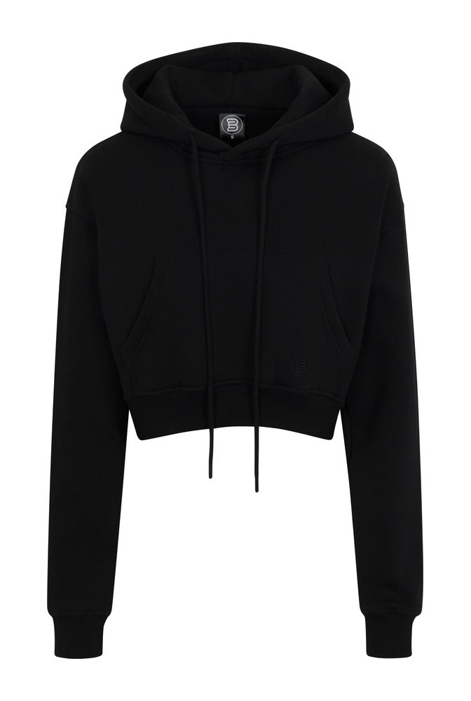 Black Everyday Basic Cropped Hoodie front