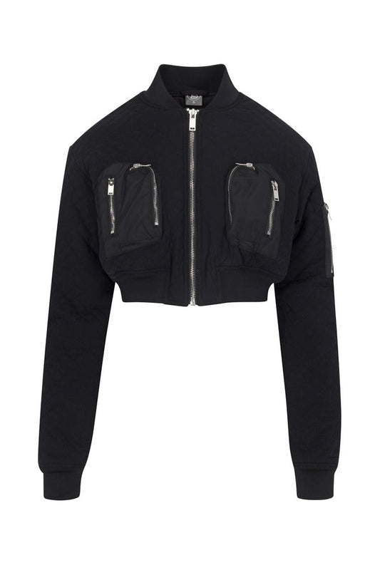 Black Flight Quilted Bomber front