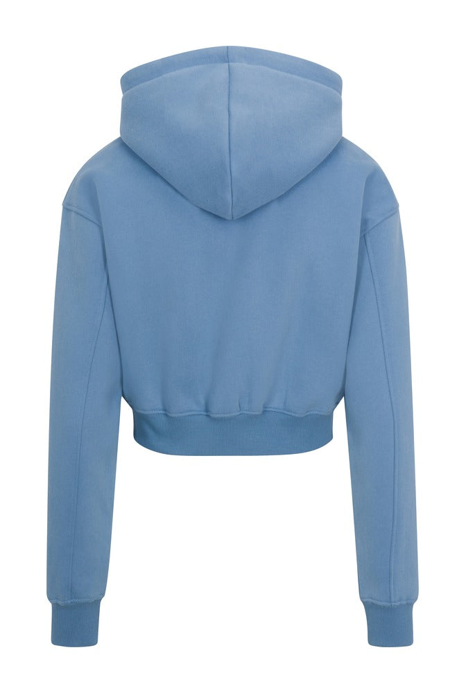 Blue Everyday Basic Cropped Hoodie back