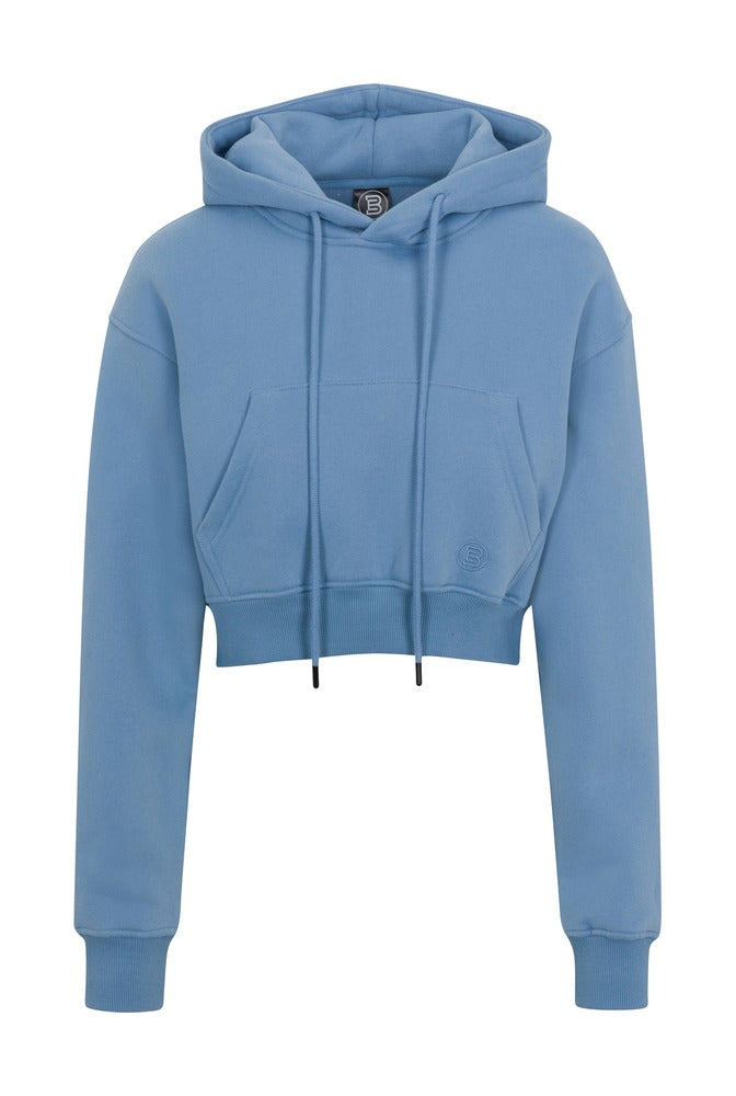 Blue Everyday Basic Cropped Hoodie front