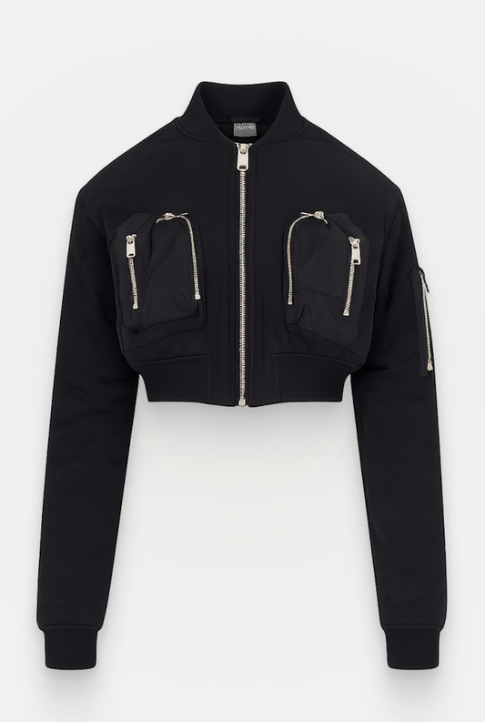Black Flight Quilted Bomber