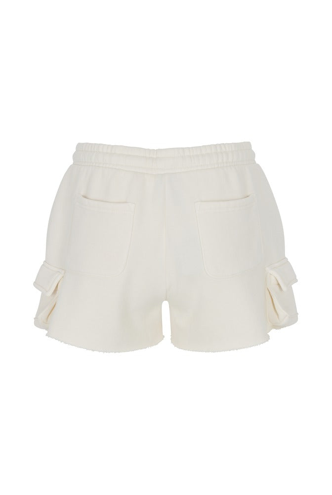 Ivory Mini Cargo Shorts back