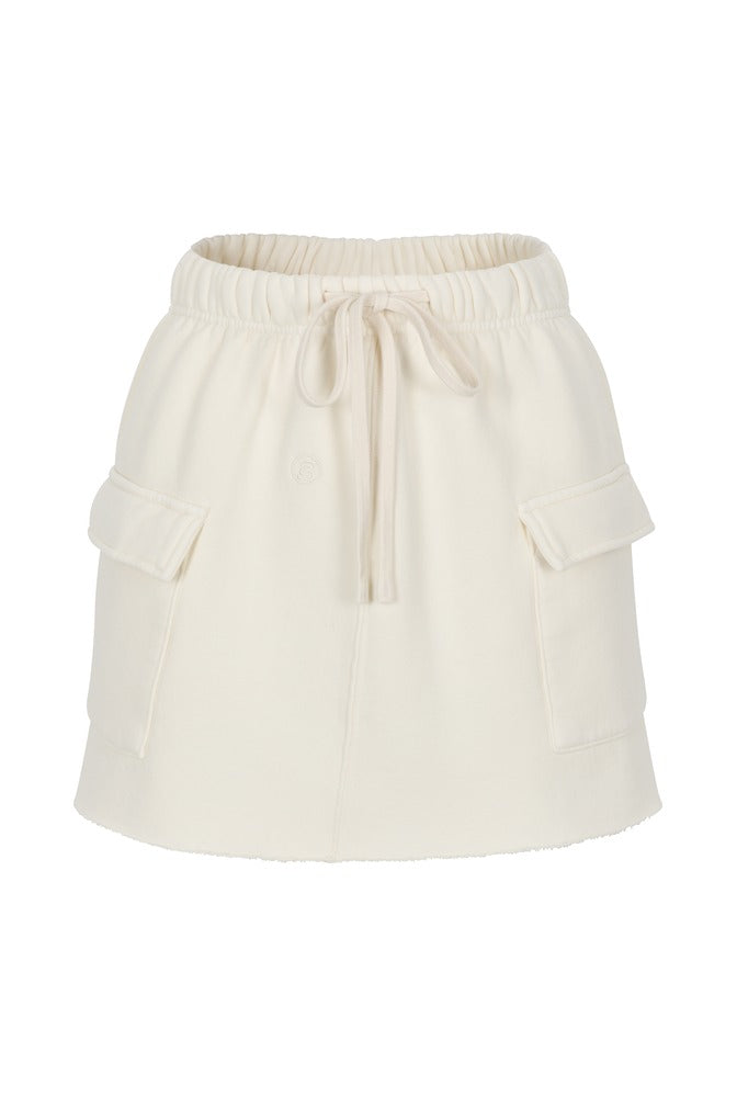 Ivory Short Cargo Skirt front