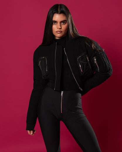 Black Flight Quilted Bomber