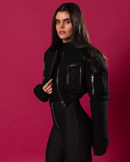 Black Flight Quilted Bomber