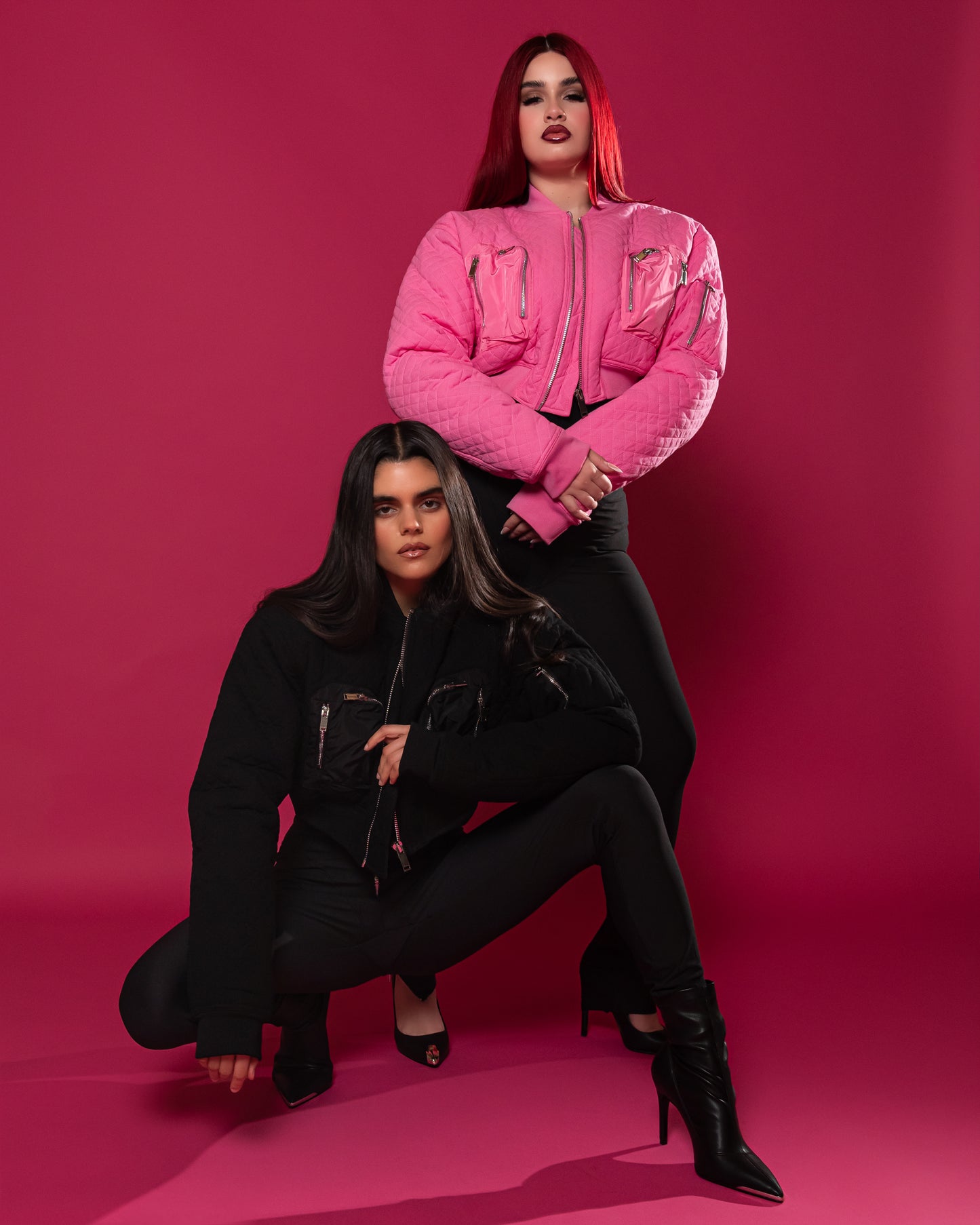 Pink Flight Quilted Bomber