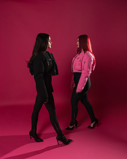 Pink Flight Quilted Bomber