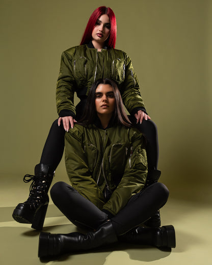 Olive Commander Cropped Bomber