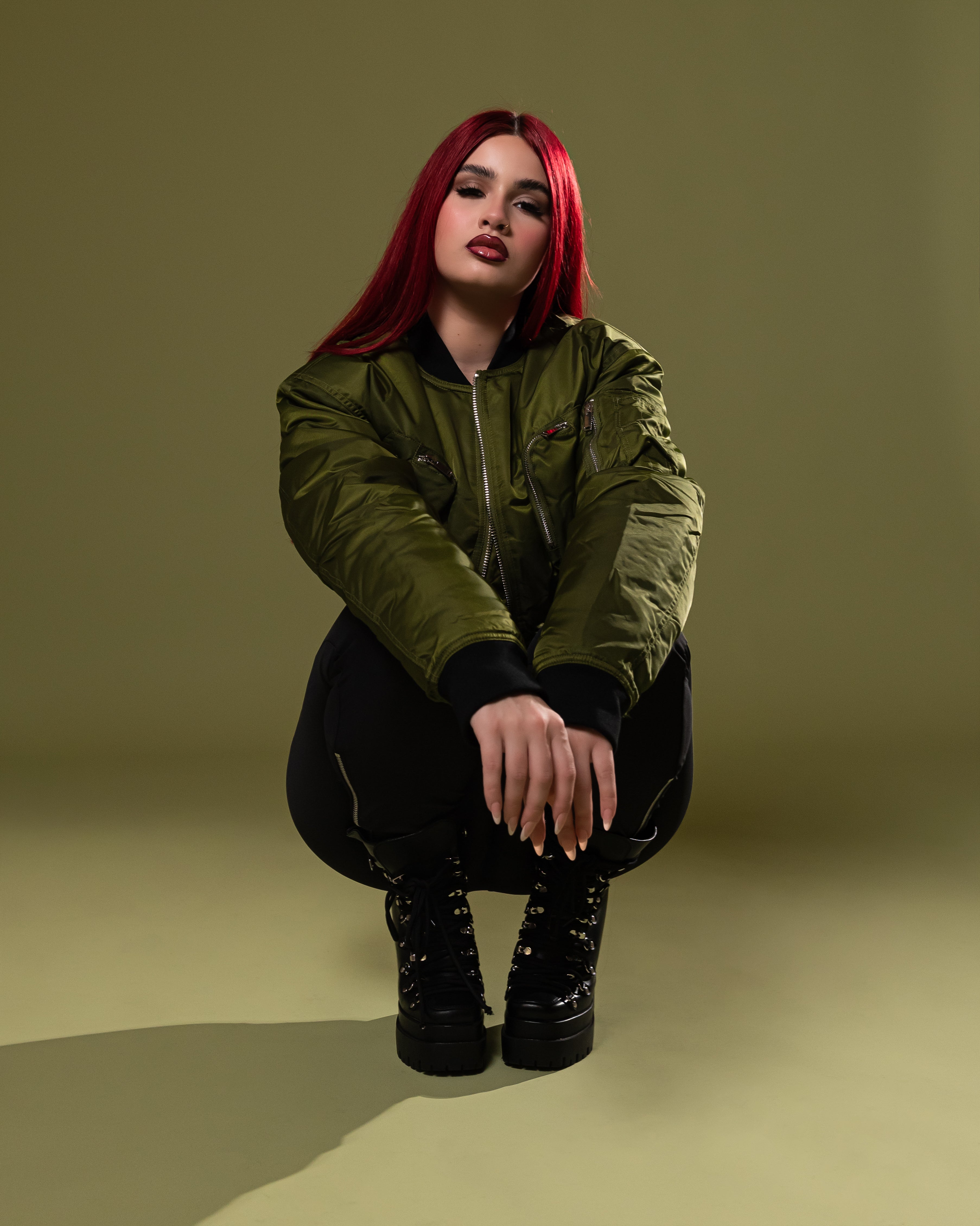 Olive Commander Cropped Bomber