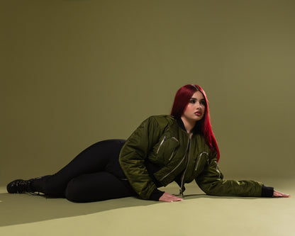 Olive Commander Cropped Bomber