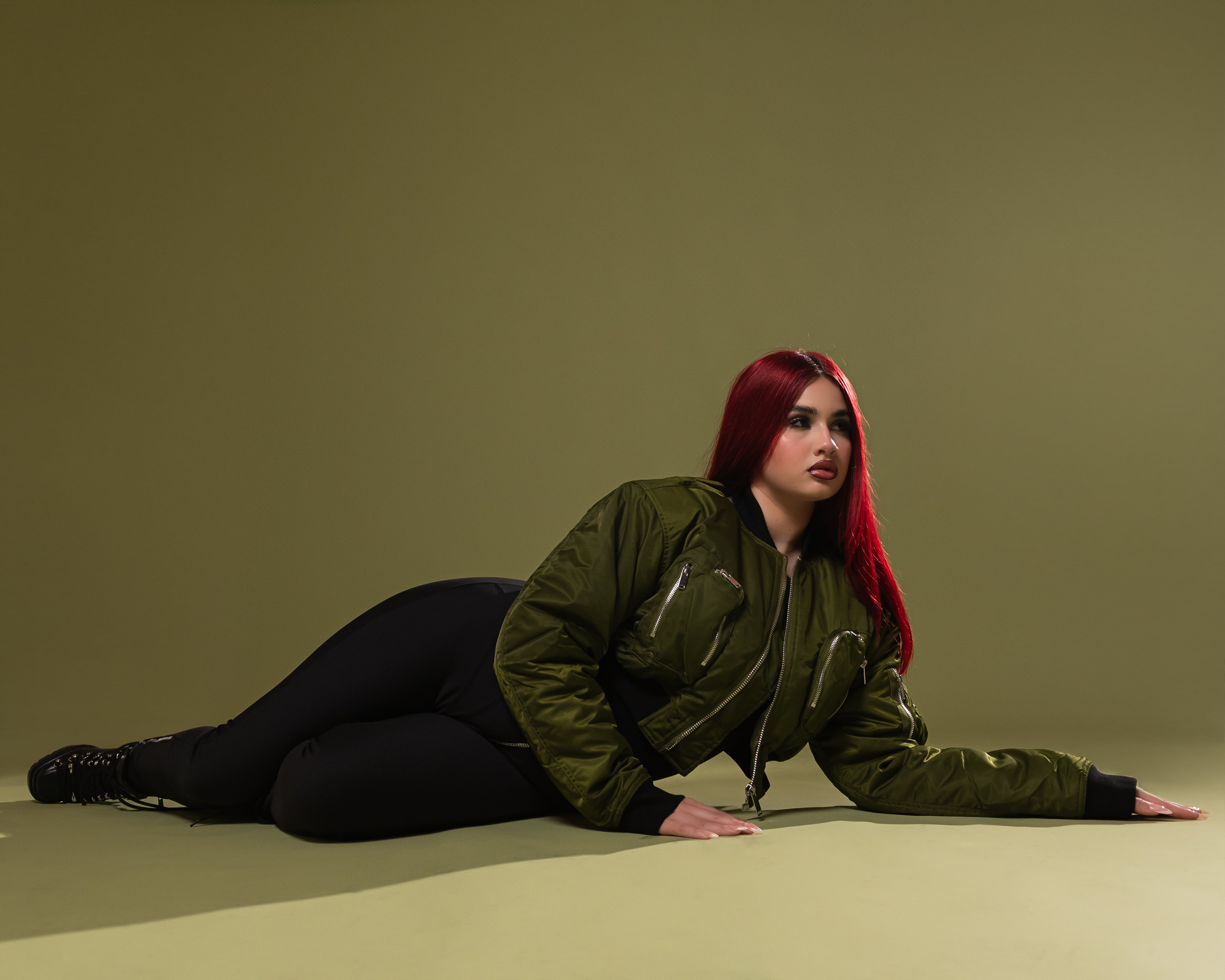 Olive Commander Cropped Bomber