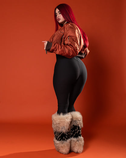 Black Sculpt Zip Legging