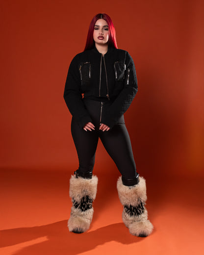 Black Flight Quilted Bomber