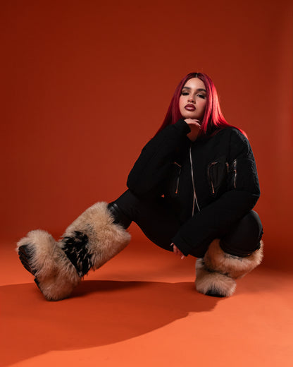 Black Flight Quilted Bomber