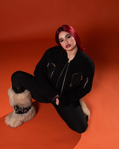 Black Flight Quilted Bomber