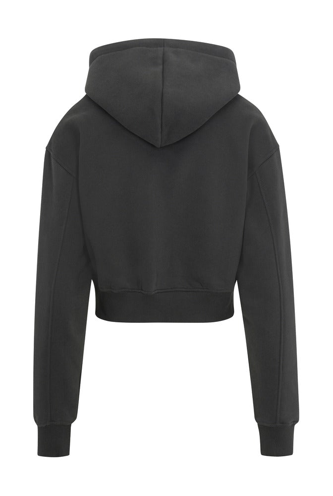 Dark Grey Everyday Basic Cropped Hoodie back