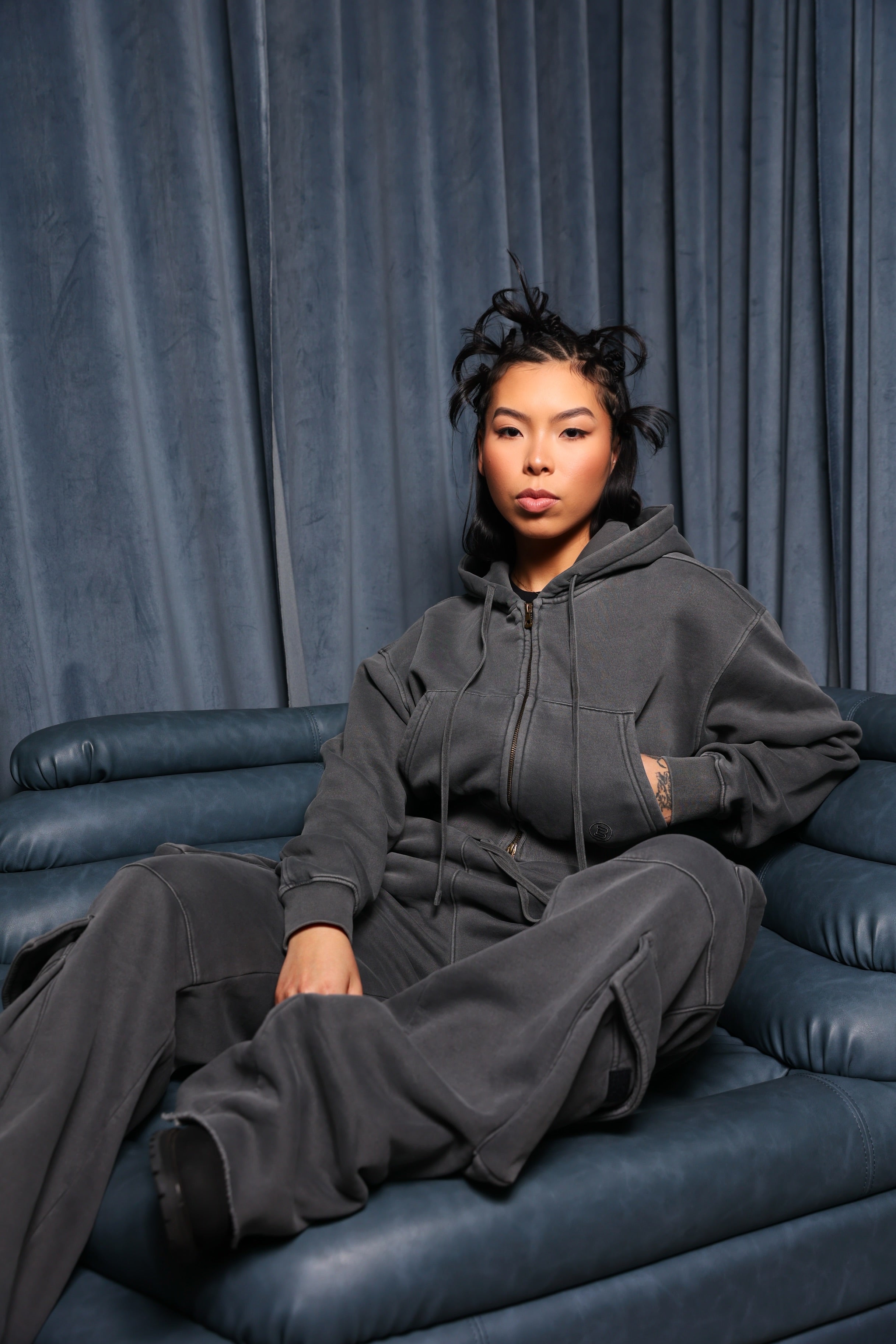 Griege Cargo Zip Hoodie