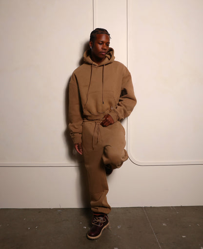 Tan Everyday Basic Cropped Hoodie