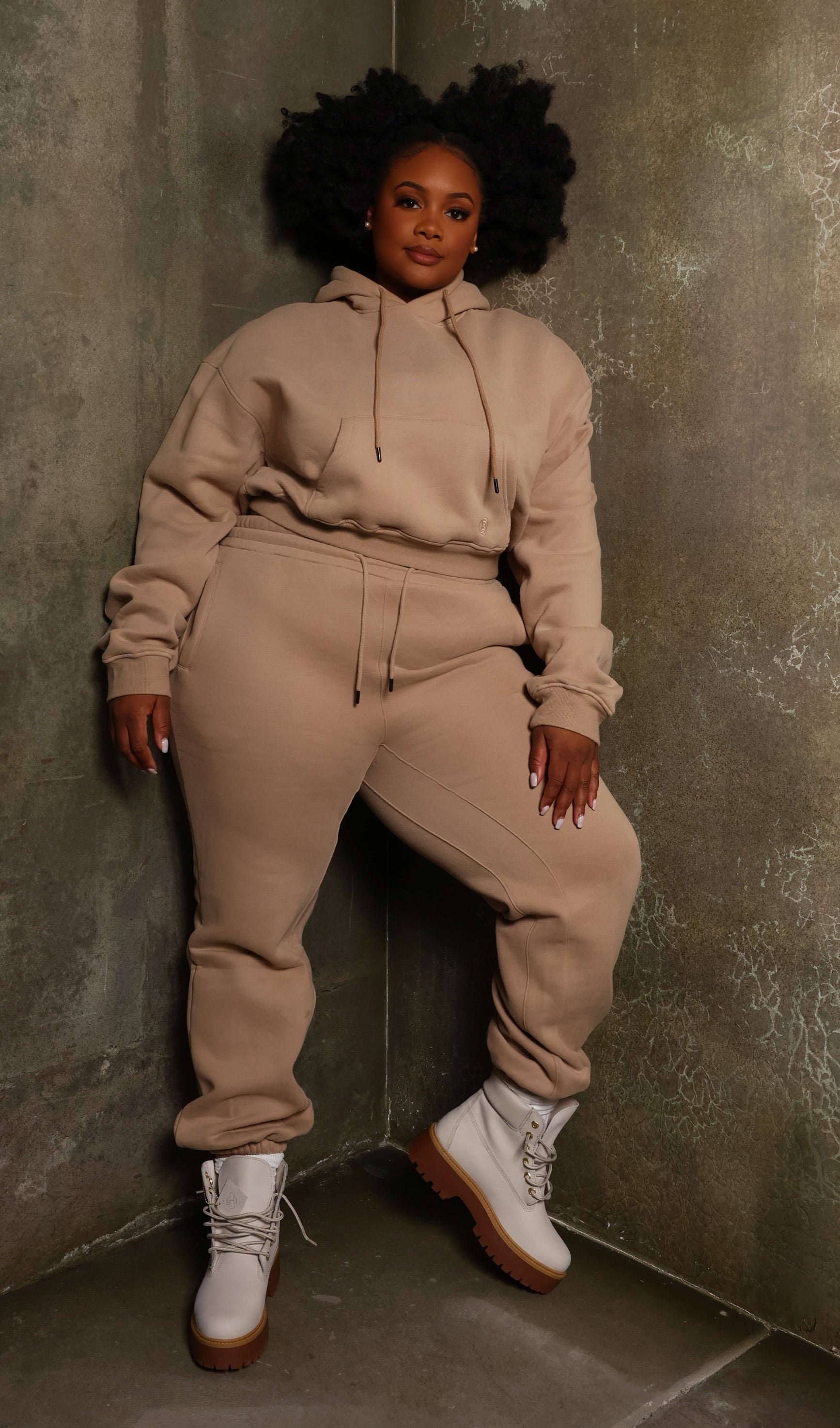 Beige Basics Cropped Hoodie
