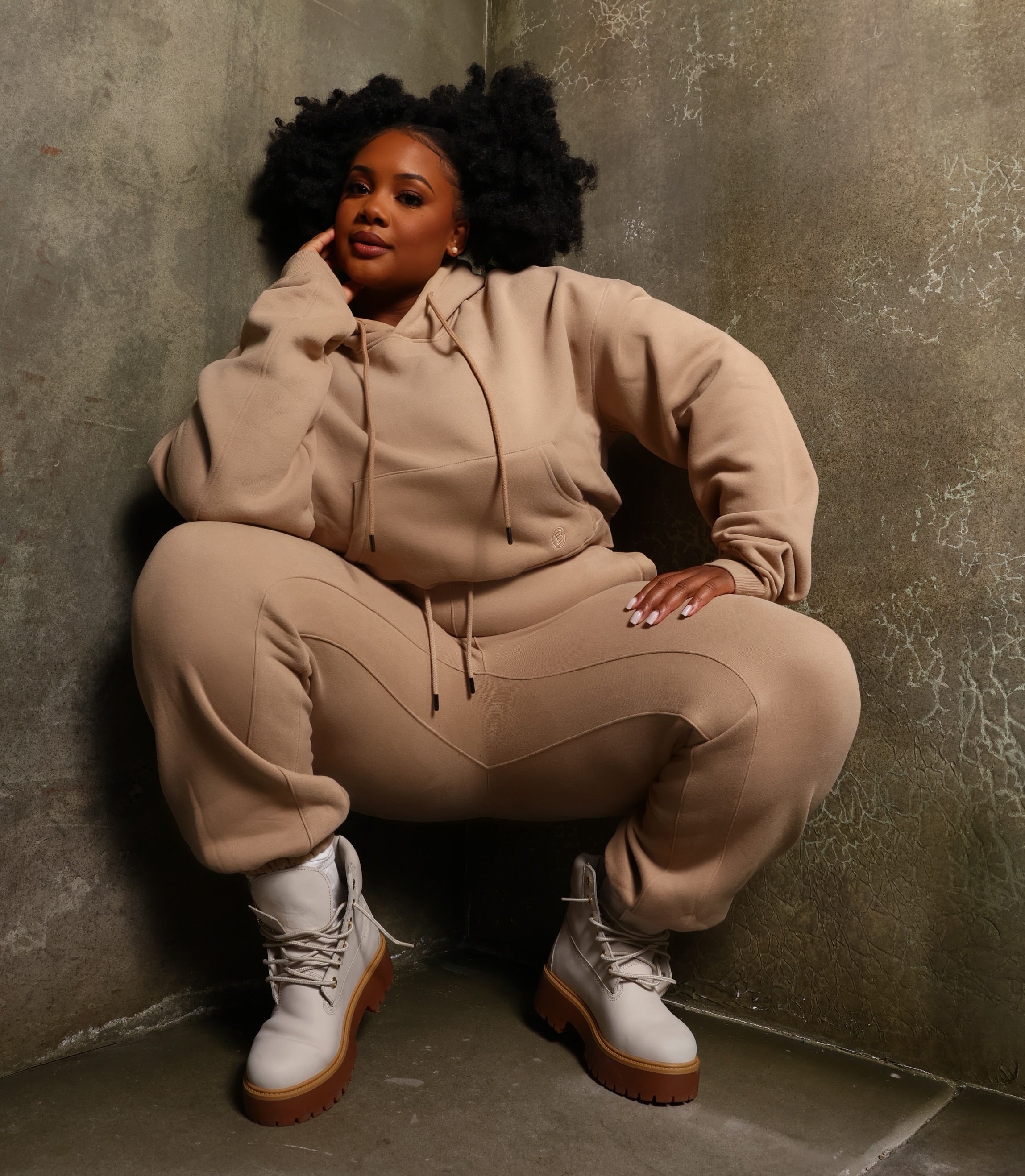 Beige Basics Cropped Hoodie