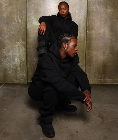 Black  Everyday Basic Cropped Hoodie