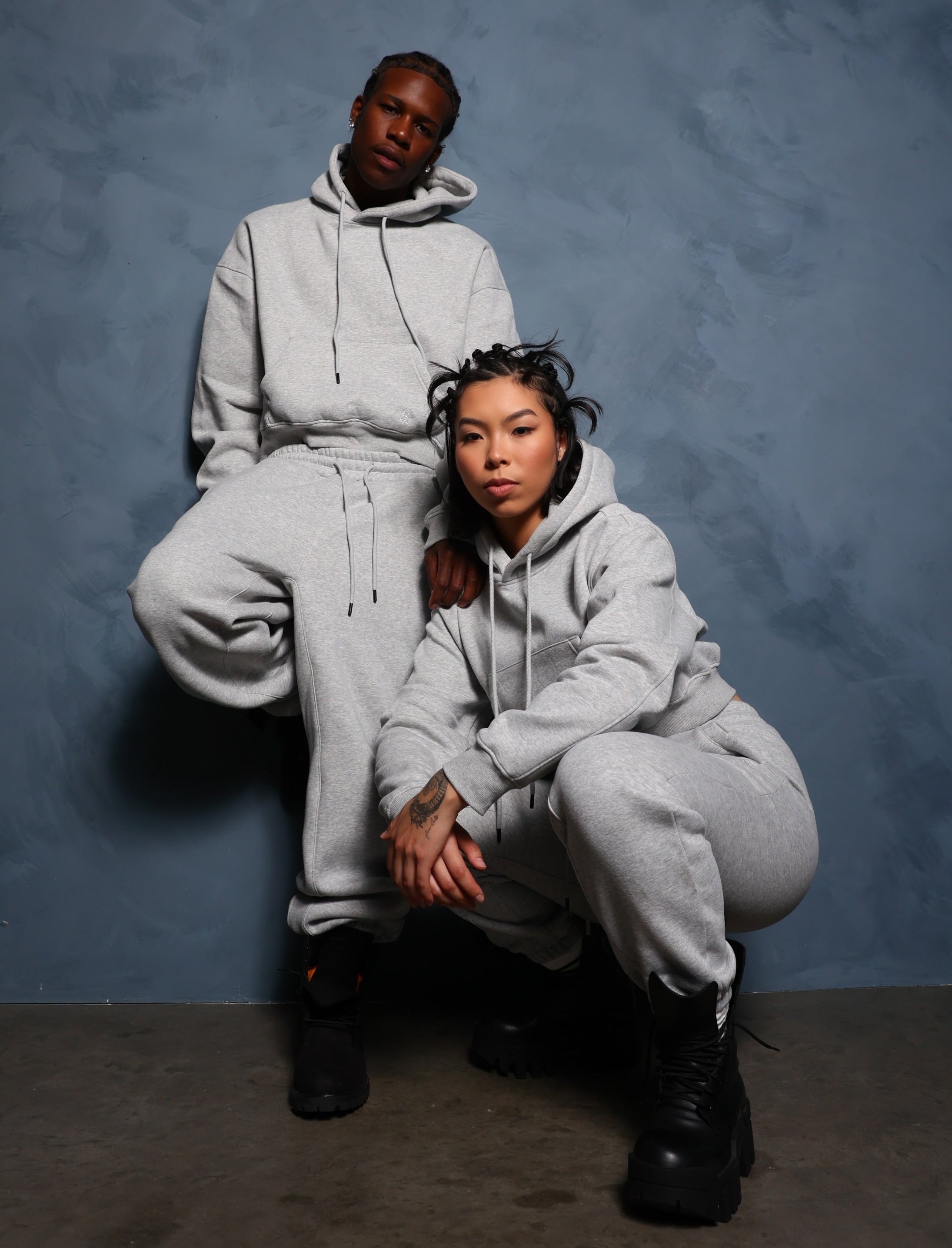 Light Grey Basics Cropped Hoodie