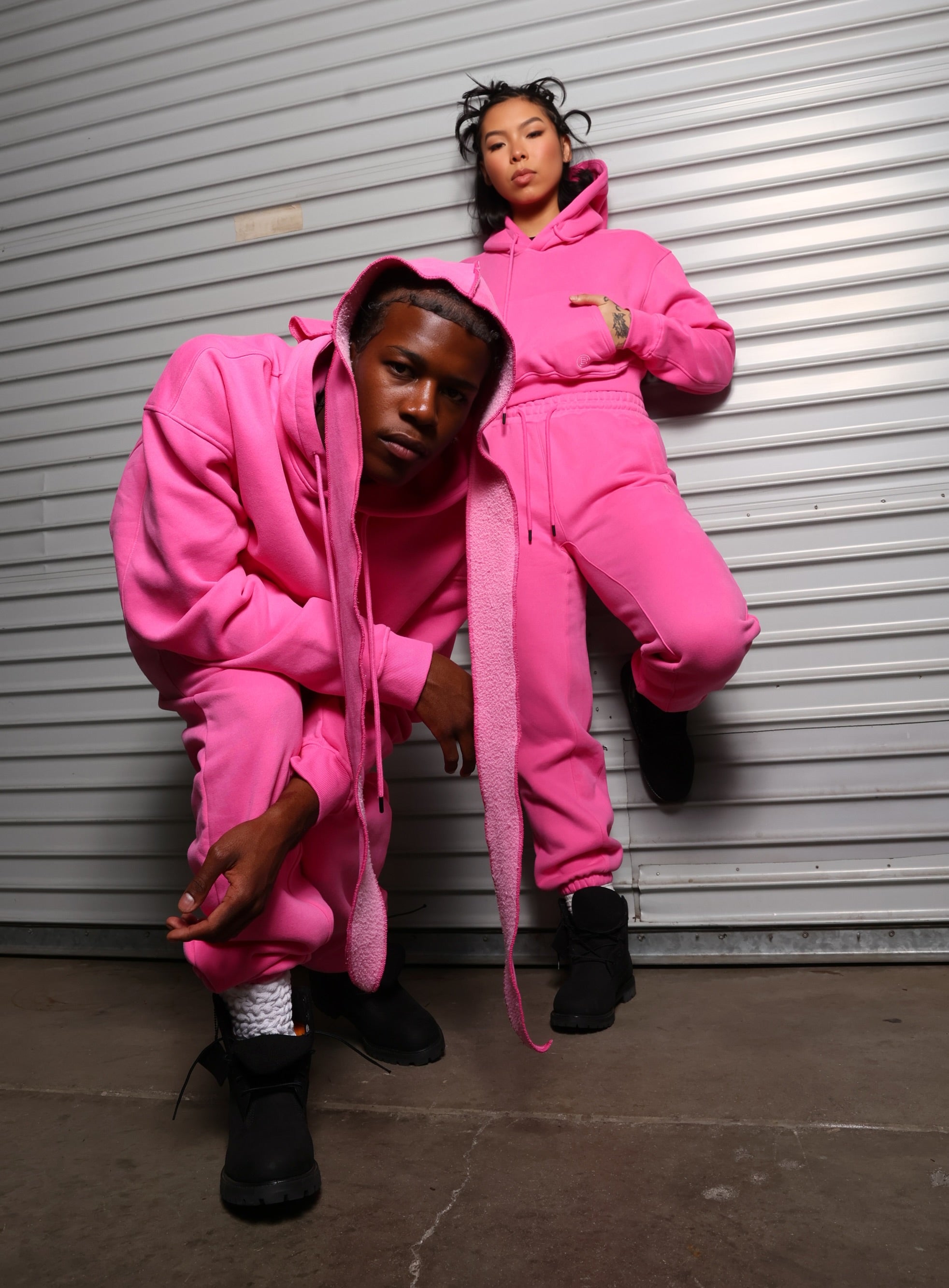 Pink Basics Cropped Hoodie