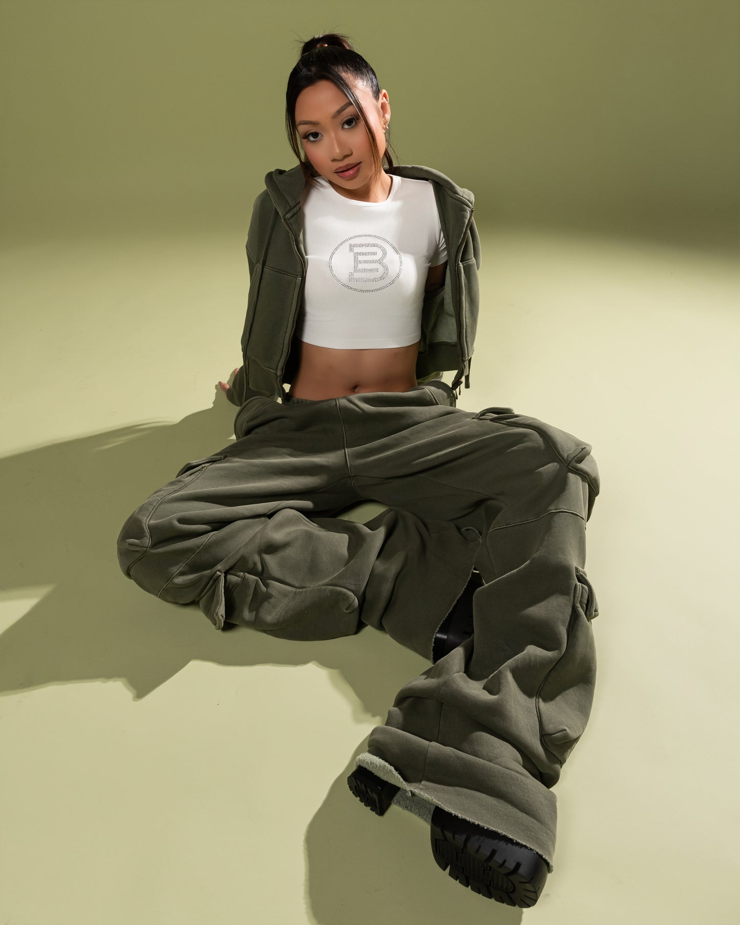 Vert Cargo Cropped Zip Hoodie