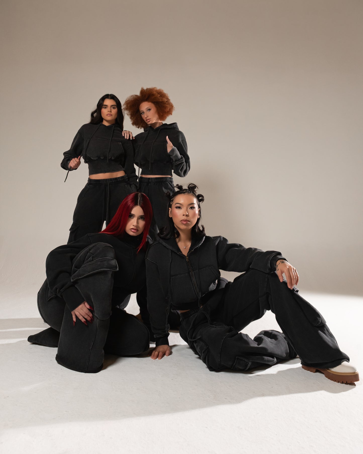 Noir Cargo Cropped Zip Hoodie