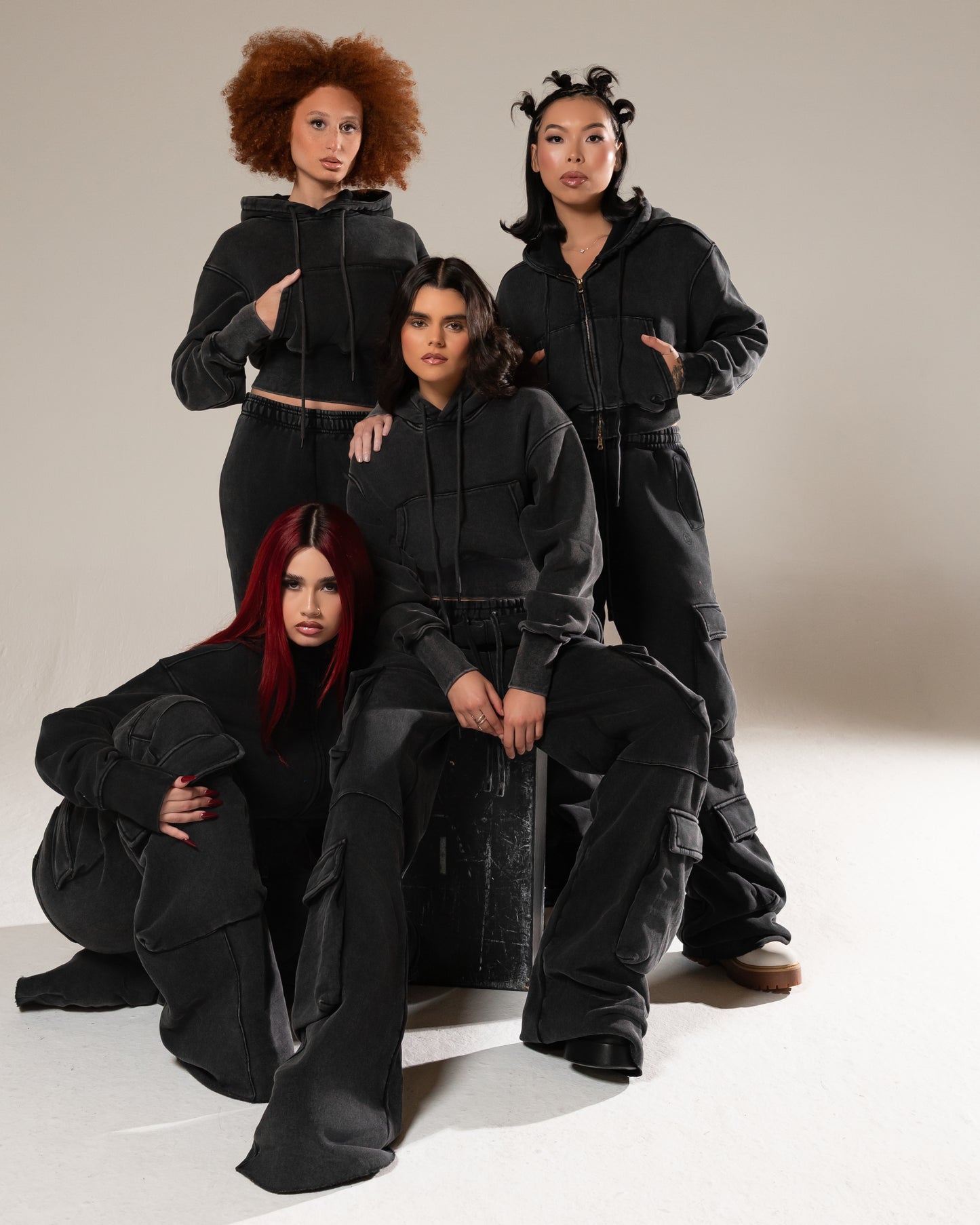 Noir Cargo Cropped Zip Hoodie