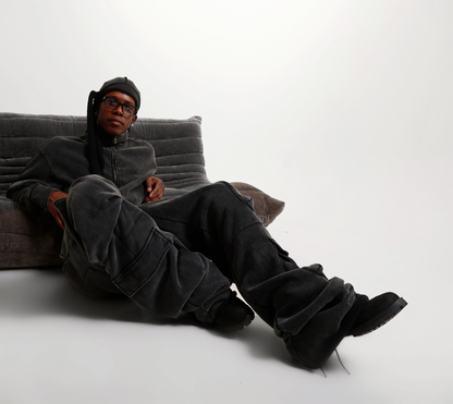 Noir Cargo Cropped Zip Hoodie