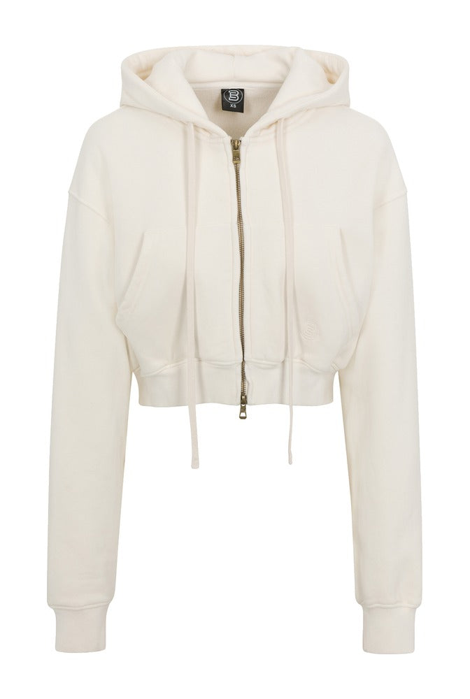 Ivory Cargo Cropped Zip Hoodie front