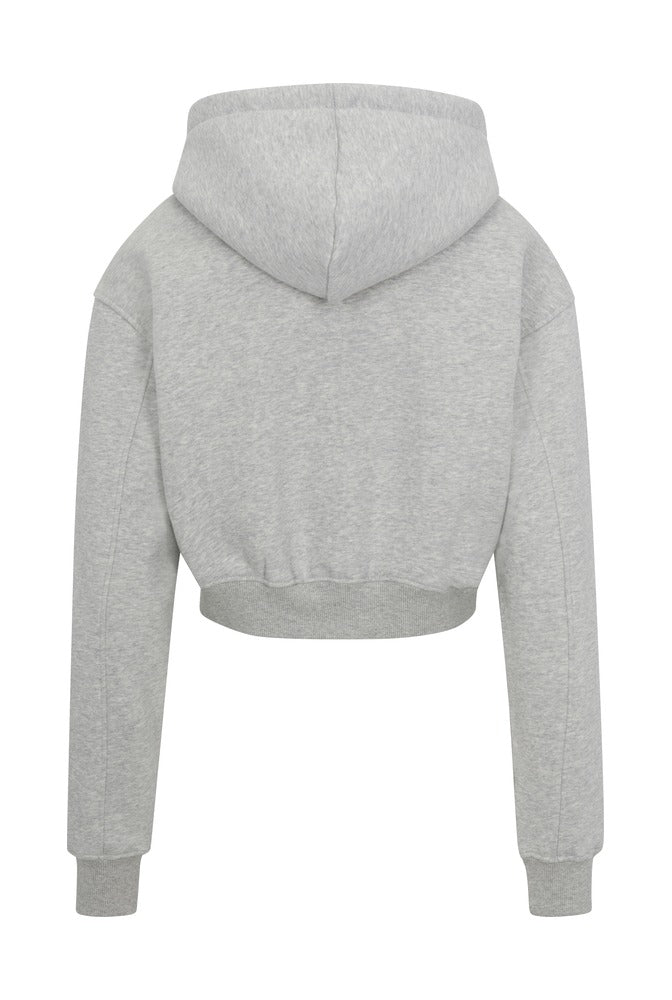 Light Grey Everyday Basic Cropped Hoodie back