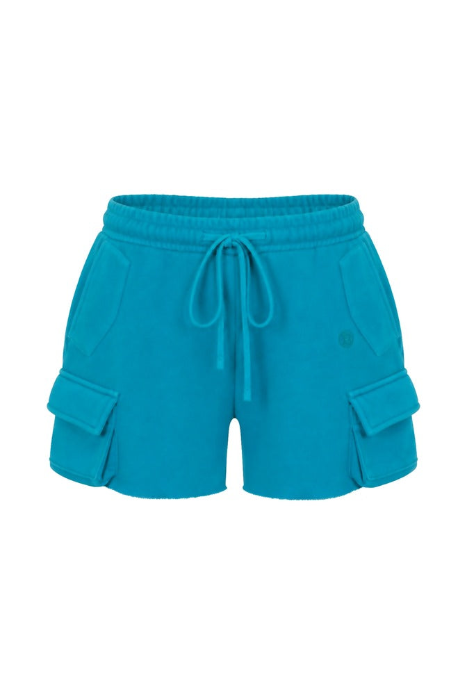 Bondi Blue Mini Cargo Shorts front