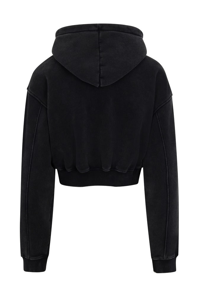 Noir Cargo Cropped Zip Hoodie back