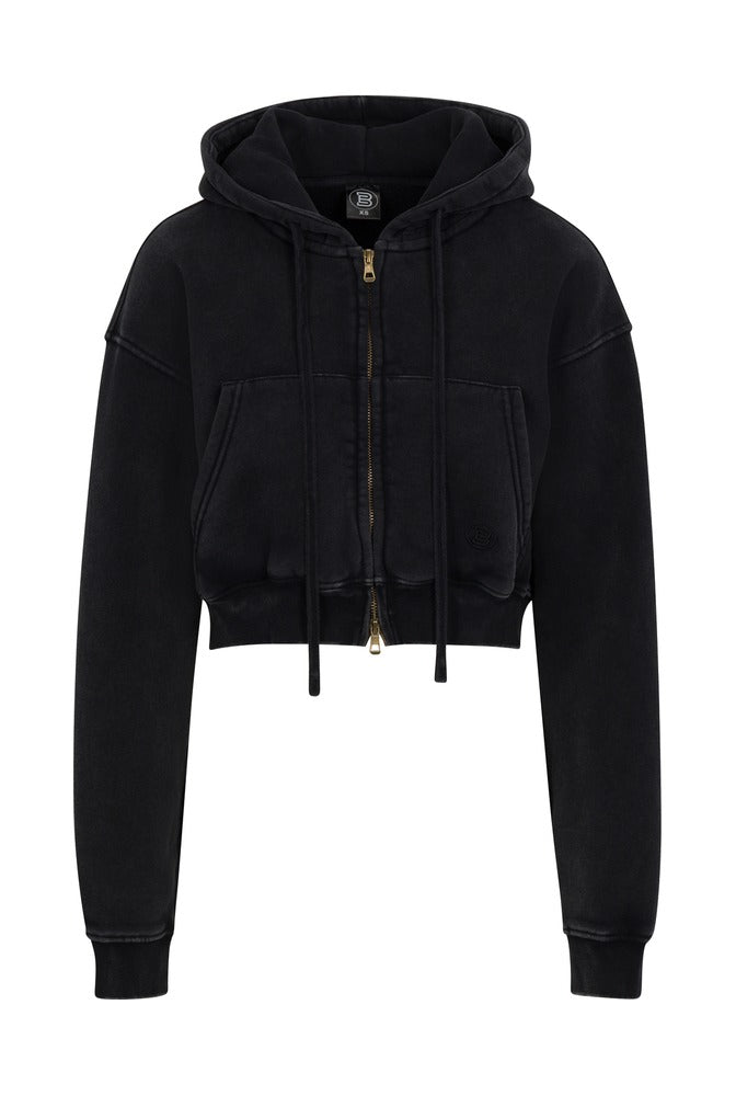 Noir Cargo Cropped Zip Hoodie front