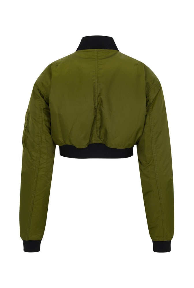 Olive Commander Cropped Bomber back