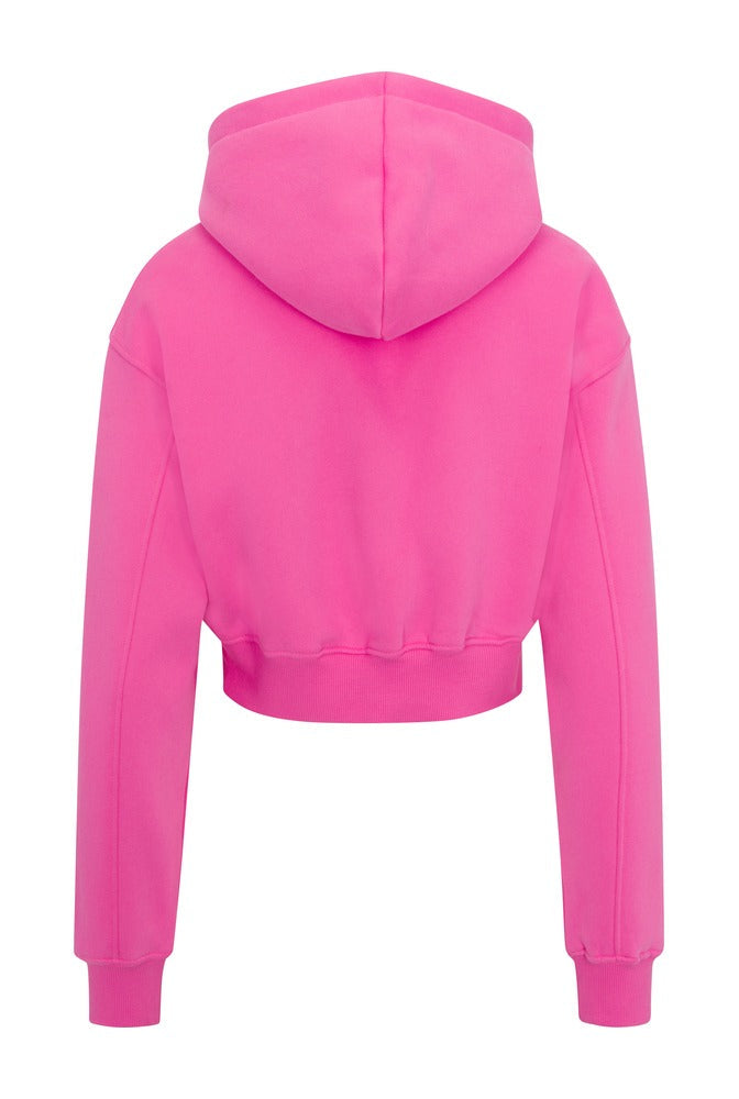 Pink Everyday Basic Cropped Hoodie back