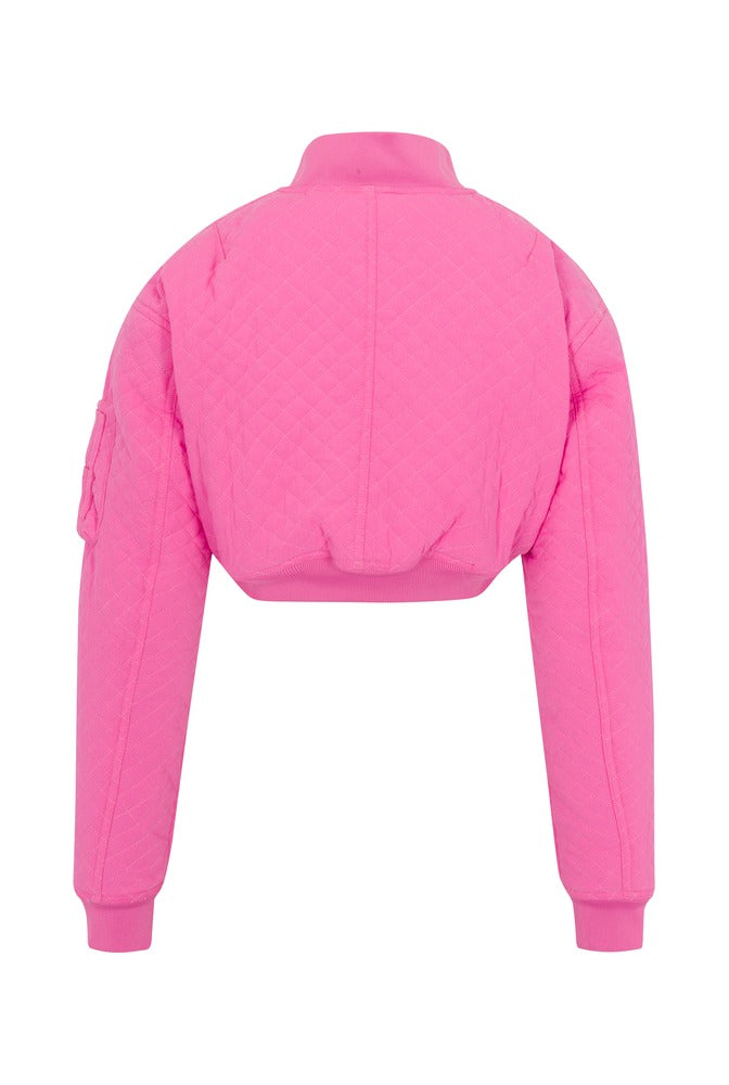 Pink Flight Quilted Bomber back