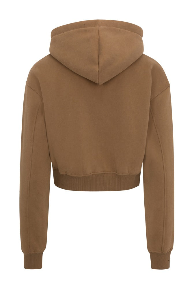 Tan Everyday Basic Cropped Hoodie back