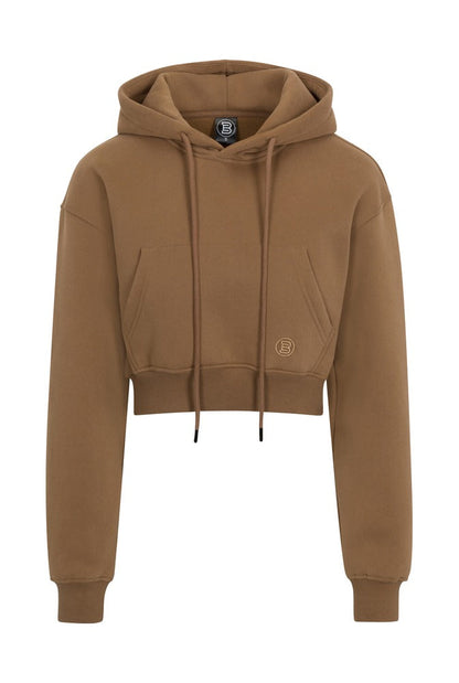 Tan Everyday Basic Cropped Hoodie front