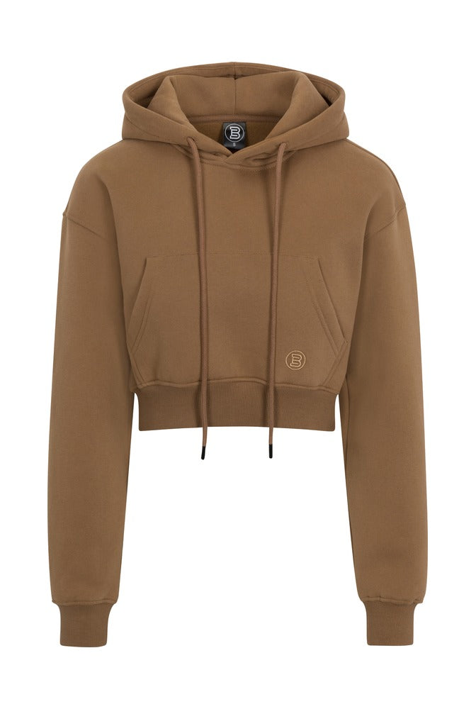 Tan Everyday Basic Cropped Hoodie front